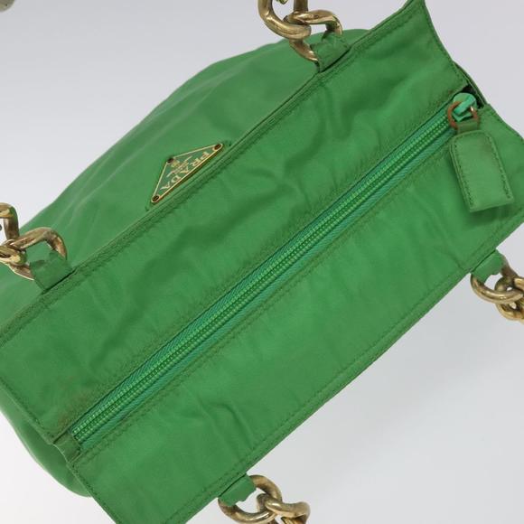 PRADA Hand Bag Nylon Green Gold Auth EC012 - Picture 6 of 16
